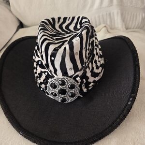 Zebra Print Black Cowboy Hat